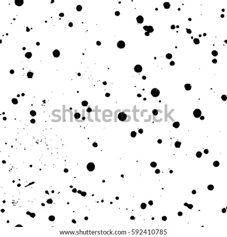 Raster seamless pattern with inc splash, blots, smudge and brush strokes. Black and white Grunge template for web background, prints, wallpaper, surface, wrapping, elements for design.