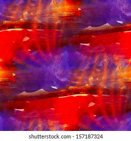 Raster Seamless Red Blue Background Watercolor Water Abstract Art