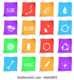 Raster set of note papers