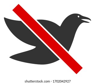 Raster stop bird flat icon. Raster pictograph style is a flat symbol stop bird icon on a white background.