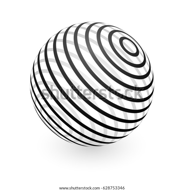 Raster Version Abstract Sphere Element Striped Stock Illustration ...