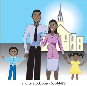 Raster version Beautiful African American Family 1 in front of church. - Powered by Shutterstock