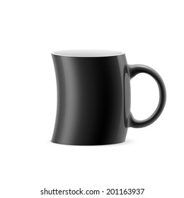 Raster version. Black curve cup of something stay on white background