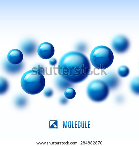 Raster version. Blue molecular structure. Abstract background with blur effect