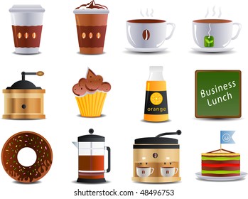 raster version of  Cafe and bistro set of 12 icons