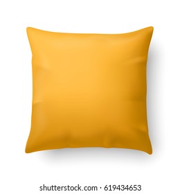 Raster version. Close Up of a Yellow Pillow Isolated on White Background
