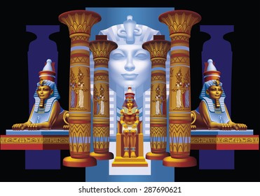 Raster Version Egyptian Pharaohs Between Four: ilustración de stock ...