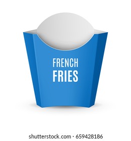Raster version. Fast Food Icon. Empty Blue Packaging for French Fries