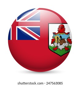Raster version. Flag of Bermuda as round glossy icon. Button with flag design 