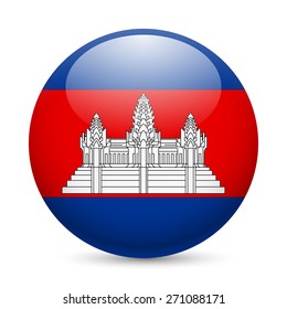 Cambodian Flag Glass Button Vector Illustration Stock Vector Royalty