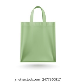 Raster version. Green Cotton Eco-bag for Retail and Shopping, featuring handles. Perfect for retail and shopping purposes. Isolated on a white backdrop