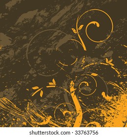 raster version of grunge floral background