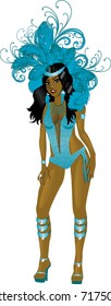 Raster Version Illustration For Carnival Costume Or Las Vegas Showgirl.