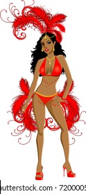 Raster Version Illustration For Carnival Costume Or Las Vegas Showgirl.