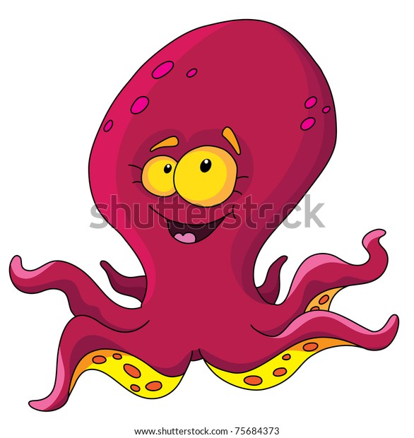 Raster Version Illustration Octopus Stock Illustration 75684373