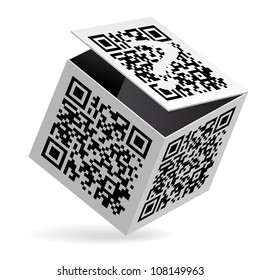 Raster version. Illustration of QR code on open White Box
