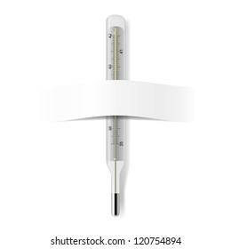 Raster version. Mercury thermometer. Illustration on white background for design