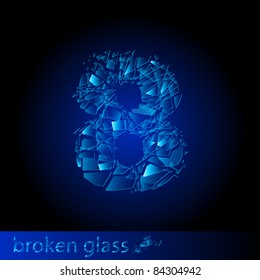 Raster version. One symbol of broken eight - digit four. Illustration on black background