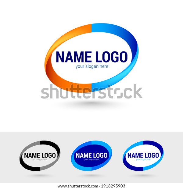 Raster Version Oval Graphic Logos Templates Stock Illustration ...