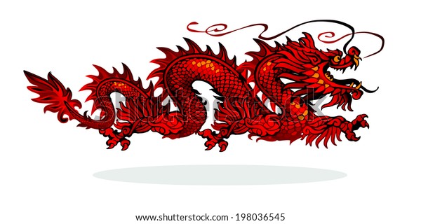 白い背景にラスターバージョン 赤い中国のドラゴン のイラスト素材