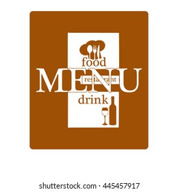 raster version restaurant menu, title page, title, cover. The inscription is made as a template or stencil is isolated with a blank background.
