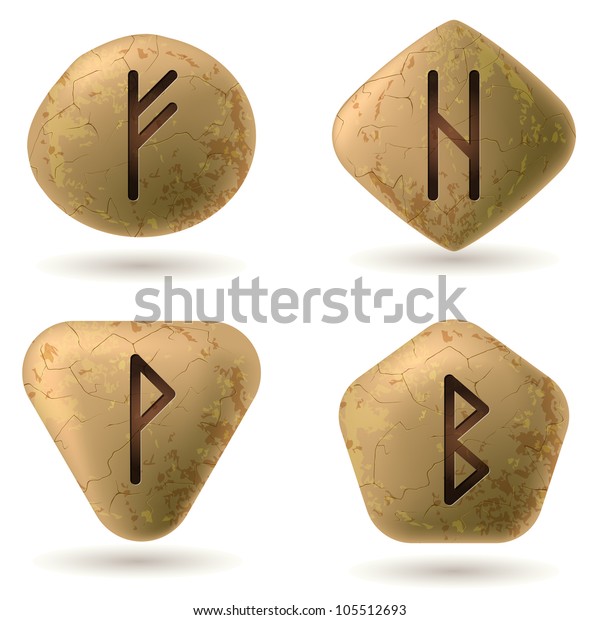 Raster Version Runes Engraved On Stone Stock Illustration 105512693