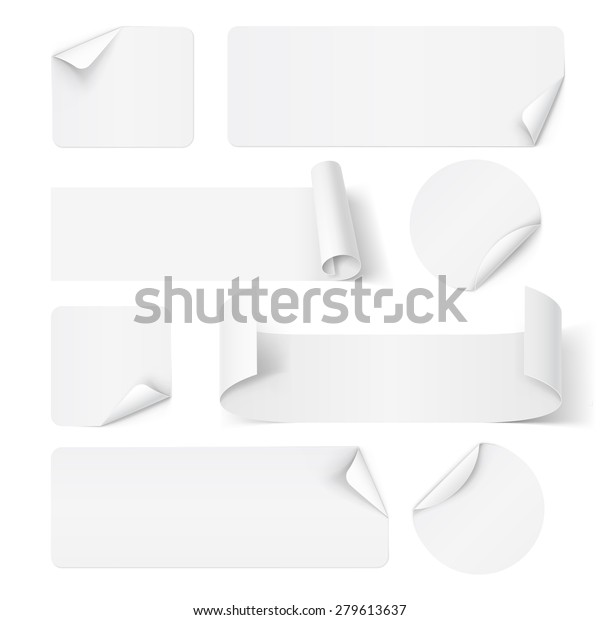 Raster Version Set White Paper Stickers Stock Illustration 279613637
