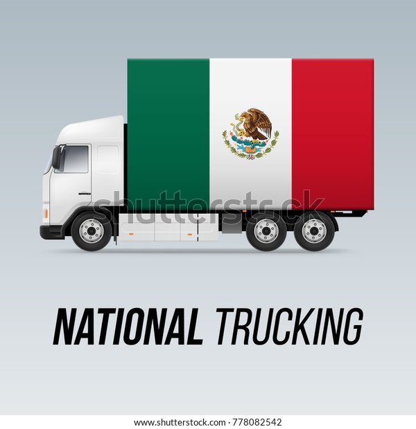 Raster version.\
Symbol of National Delivery Truck with Flag of Mexico. National\
Trucking Icon and Mexican\
flag\
