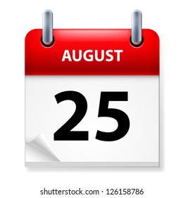 Raster Version Twentyfifth August Calendar Icon Stock Illustration ...