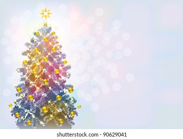 Raster version of vector/ Christmas tree on a pink background