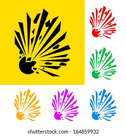 Raster version. Warning sign of explosion with color variations