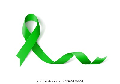 Raster version. White Banner with Organ Transplant and Organ Donation Awareness Realistic Green Ribbon. Design Template for Websites Magazines