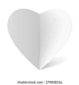 Raster Version. White Folded Paper Heart For Your Design 