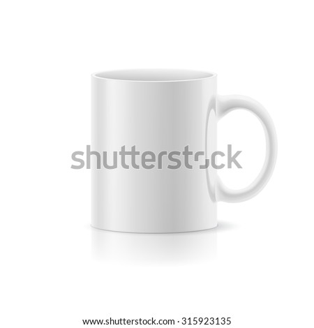 Raster version. White mug made of ceramics on white background.