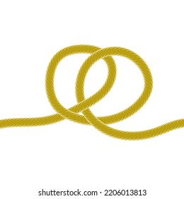 Raster Yellow Rope Knot Icon Isolated On White Background.