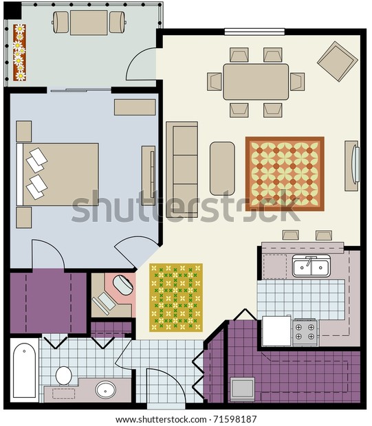 Rasterfloor Plan Onebedroom Condo Furniture