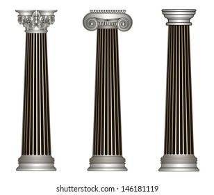 Set Isolated Greek Roman Egypt Columns Stock Vector (Royalty Free ...