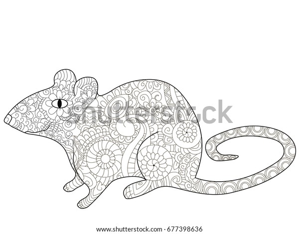 Download Rat Animal Coloring Book Adults Raster ภาพประกอบสต็อก 677398636