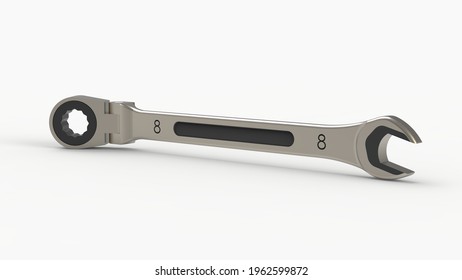 ratchet wrench on white background 3d render