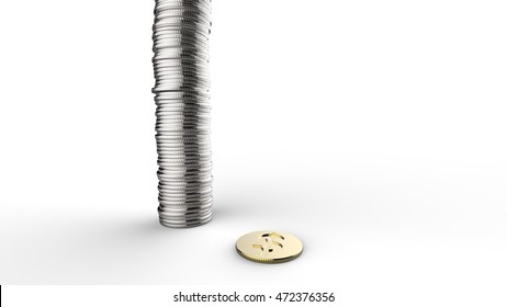 Ratio Of Gold To SIlver Value 3d Rendering  Shows How Undervalued Silver Is To Gold