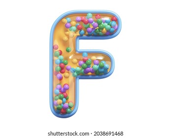 Rattle Toy Font. Letter F. 3d Rendering