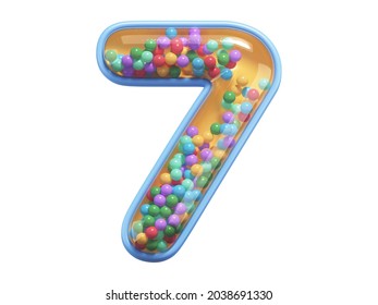 Rattle Toy Font. Number 7. 3d Rendering