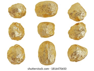 Raw gold nugget isolated on white background, 3d rendering