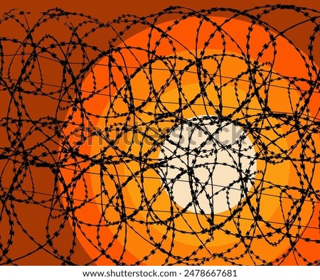Similar – Image, Stock Photo Metal fence with barbed wire in front of a slightly cloudy sky