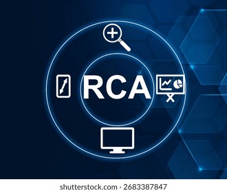 RCA acronym. Root Cause Analysis, a method for identifying the origin of problems.