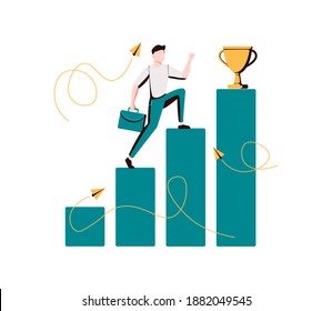 Reaching Goal Business Career Steps Climbing Stock Illustration ...