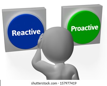 Reactive Proactive Buttons Showing Taking Charge Or Inaction