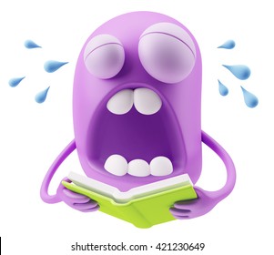 Reading Book Emoticon Face 3d Rendering Stock Illustration 421230649 ...