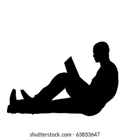 Reading Book Man Silhouette Illustration