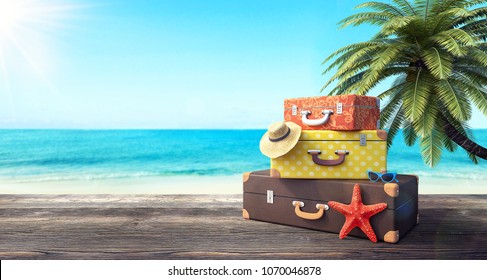 Ready For Summer Vacation, Travel Background 3D Rendering, 3D Illustration